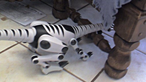 RoboReptile often gets his head stuck in the furniture