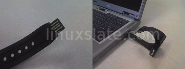 The end of the band is a USB connector